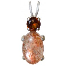Sunstone with Round Cut Hessonite Garnet
