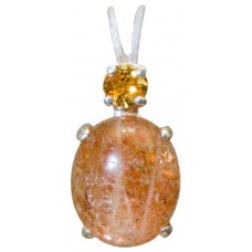 Sunstone with Round Cut Mandarin Garnet
