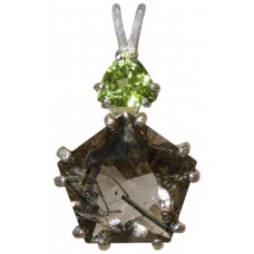 Tourmalinated Quartz Star of Venus™ With peridot
