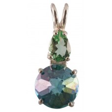 Aqua Aura Mini Radiant Heart™ with Pear Cut Tibetan Green Obsidian