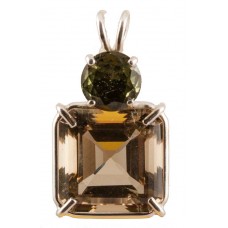 Citrine Earth Heart Crystal™ with Round Cut Moldavite