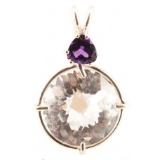 Clear Quartz Radiant Heart Crystal™ with Trillion Cut Amethyst