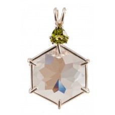 Clear Quartz Flower of Life™ with Trillion Cut Peridot