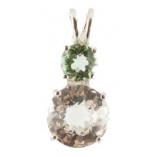Clear Quartz Mini Radiant Heart™ with Round Cut Tibetan Green Obsidian