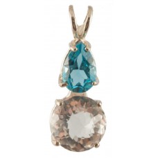 Clear Quartz Mini Radiant Heart™ with Pear Cut Blue Topaz