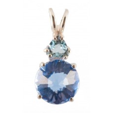 Siberian Blue Quartz Mini Radiant Heart™ with Trillion Cut Aquamarine