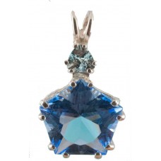 Siberian Blue Quartz Star of Venus™ with Trillion Cut Aquamarine