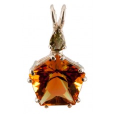 Siberian Gold Quartz Star of Venus™ with Pear Cut Moldavite