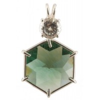 Siberian Green Quartz Flower of Life™ with Round Cut White Topaz