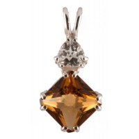 Siberian Gold Quartz Mini Magician Stone™ with Trillion Cut White Topaz