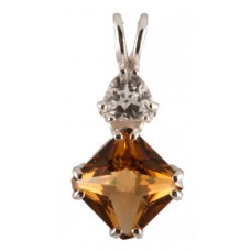Siberian Gold Quartz Mini Magician Stone™ with Trillion Cut White Topaz