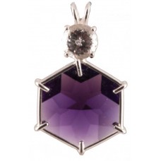 Siberian Purple Quartz Flower of Life™ With Round Cut Danburite