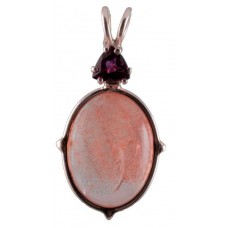 Strawberry Quartz with Trillion Cut Rhodolite Garnet