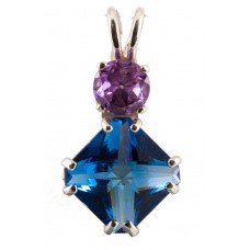 Tibetan Blue Obsidian Mini Magician Stone™ with Round Cut Amethyst