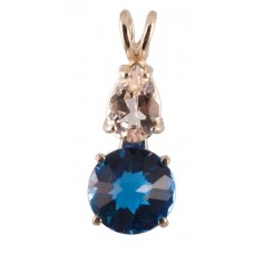 Tibetan Blue Obsidian Mini Radiant Heart™ with Pear Cut Danburite