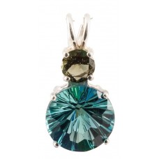 Tibetan Blue Obsidian Super Nova™ with Round Cut Moldavite