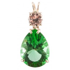 Tibetan Green Obsidian Pear with Round Cut Danburite