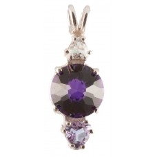 Siberian Purple Quartz Mini Radiant Heart™  with Trillion Cut White Topaz & Trillion Cut Ruby Lavender Quartz