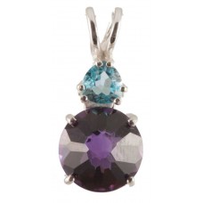 Siberian Purple Quartz Mini Radiant Heart™  with TrillionCut Blue Topaz 